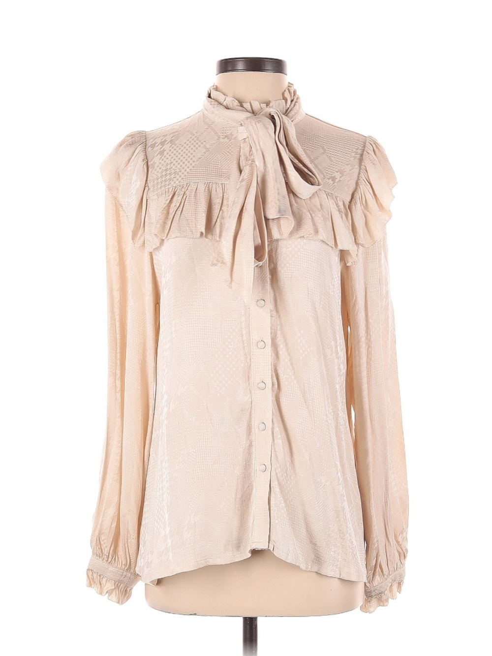 SUNCOO Ruffle Tie-Neck Blouse SZ M